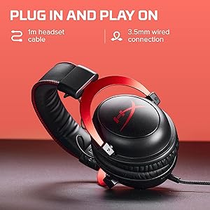 HyperX Cloud II - Gaming Headset, 7.1 Surround Sound, Memory Foam Ear Pads, Durable Aluminum Frame, Detachable Microphone, Works with PC, PS5, PS4, Xbox Series X|S, Xbox One Red