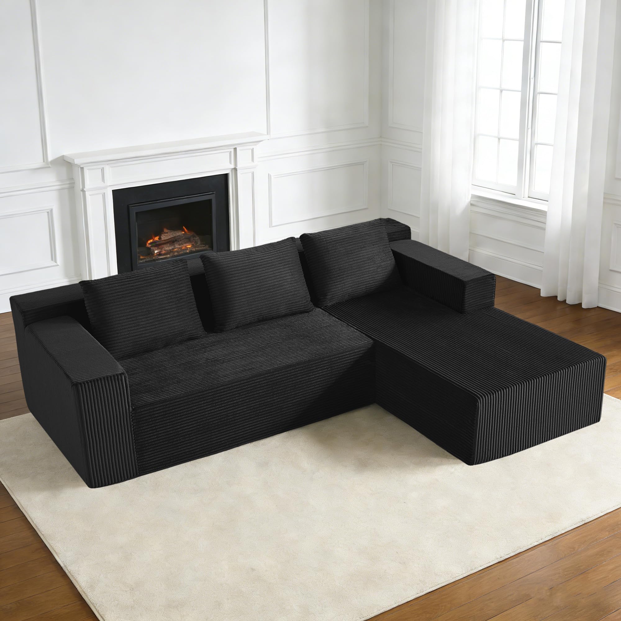 Nigoone 103" Cloud Sectional Sofa, Boneless L-Shape Couch with Chaise, Modern Minimalist Modular Couch for Living Room, Free Combination, Deep Seat,