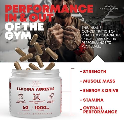 Miniatura 3 de Peak Revival-X Fadogia Agrestis - Suplemento de 1000 mg - Aumenta la energía, el rendimiento atlético y la masa muscular - (60 cápsulas)