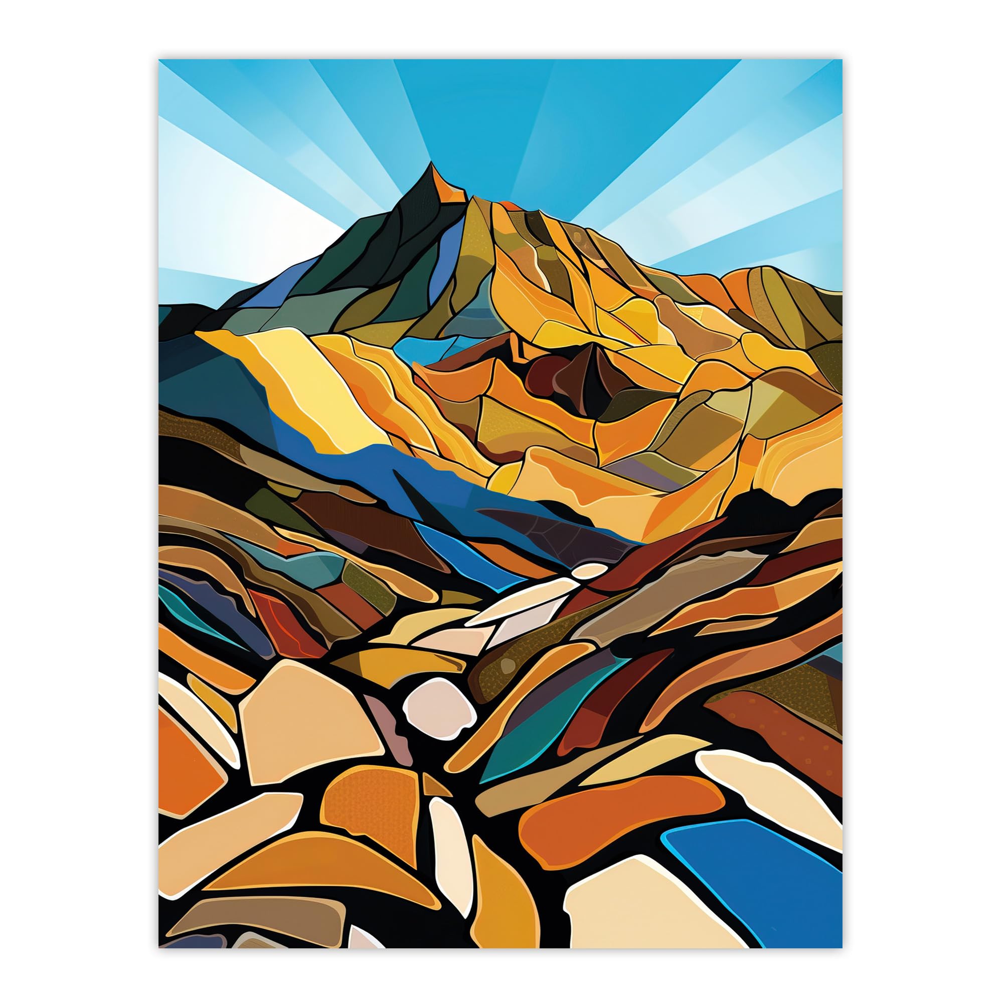 Artery8 Scafell Pike Mountain Peaks Landscape Wall Art Print W18" x H24"