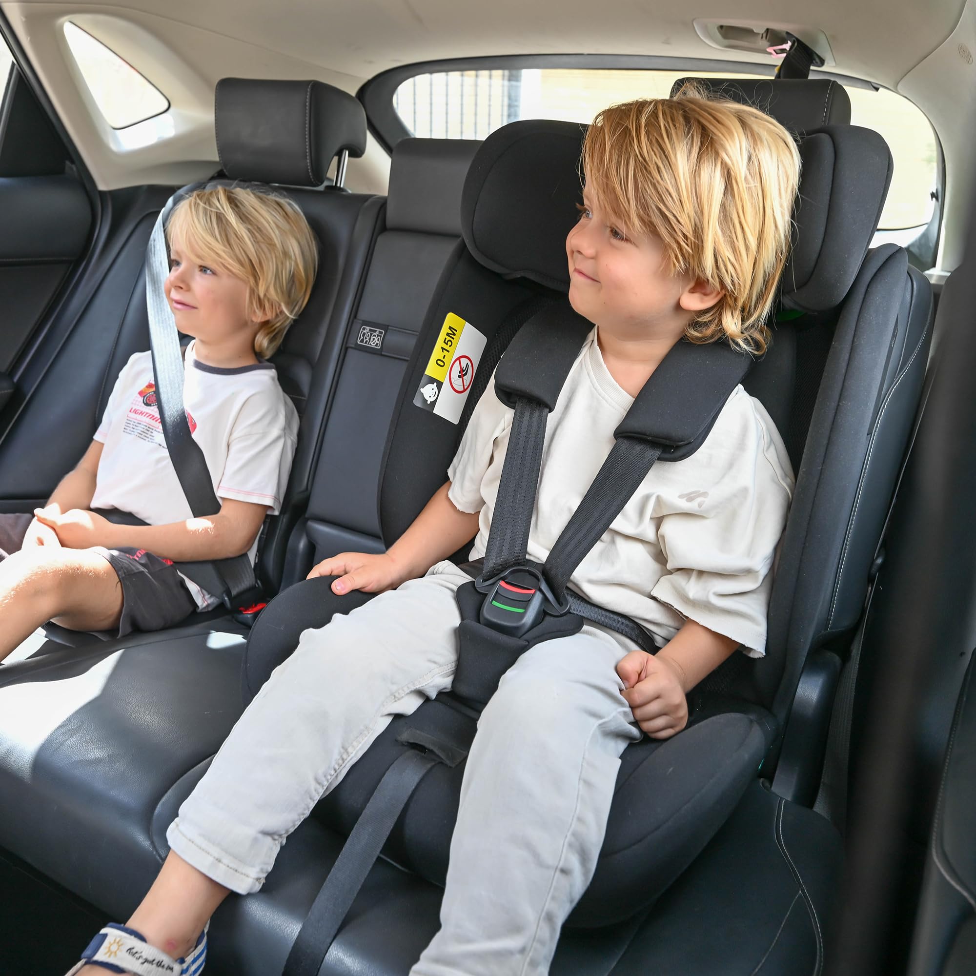 Deryan Carter i-Size - Asiento infantil para coche (75 – 150 cm, grupo 1/2/3, con cinturón de fijación, protección contra impactos laterales, reposacabezas ajustable, funda extraíble, 1,5 a 12 años