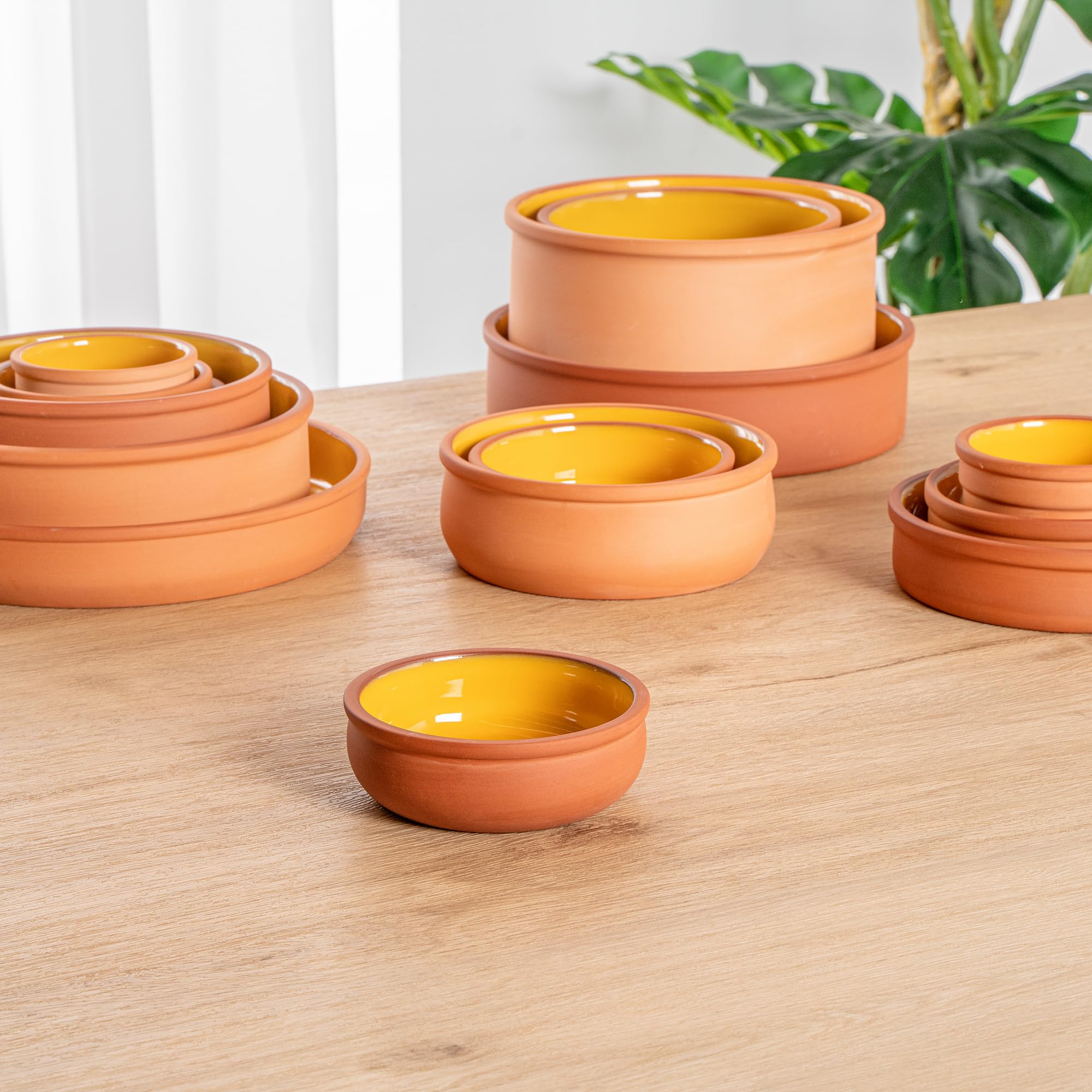 Restaurantware -Terra Tek - Cazuelas in terracotta, 10 pentole in terracotta smaltata gialla per cucinare, pronte per il forno, microonde, pentole da portata in terracotta, lavabili in lavastoviglie,