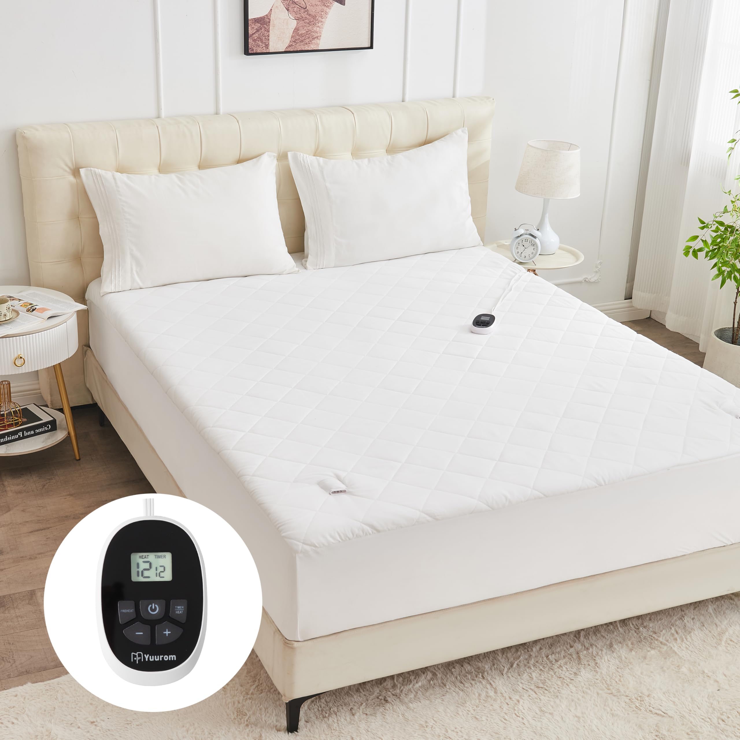 Heated Mattress Pad Full 54"×75", Bed Warmer with Memory&Preheat Functions, Electric Mattress Pad Single Control 12 Heat Settings 12-Hour Auto Off 13ft Extra Long Cord Fits 18-24" Deep Pocket