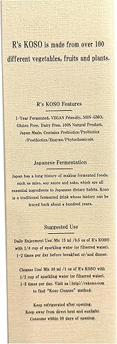 Miniatura 8 de R's KOSO Bebida enzimática japonesa de limpieza de 5 días rica en probióticos y prebióticos, hecha de más de 100 verduras y frutas, apoyo natural