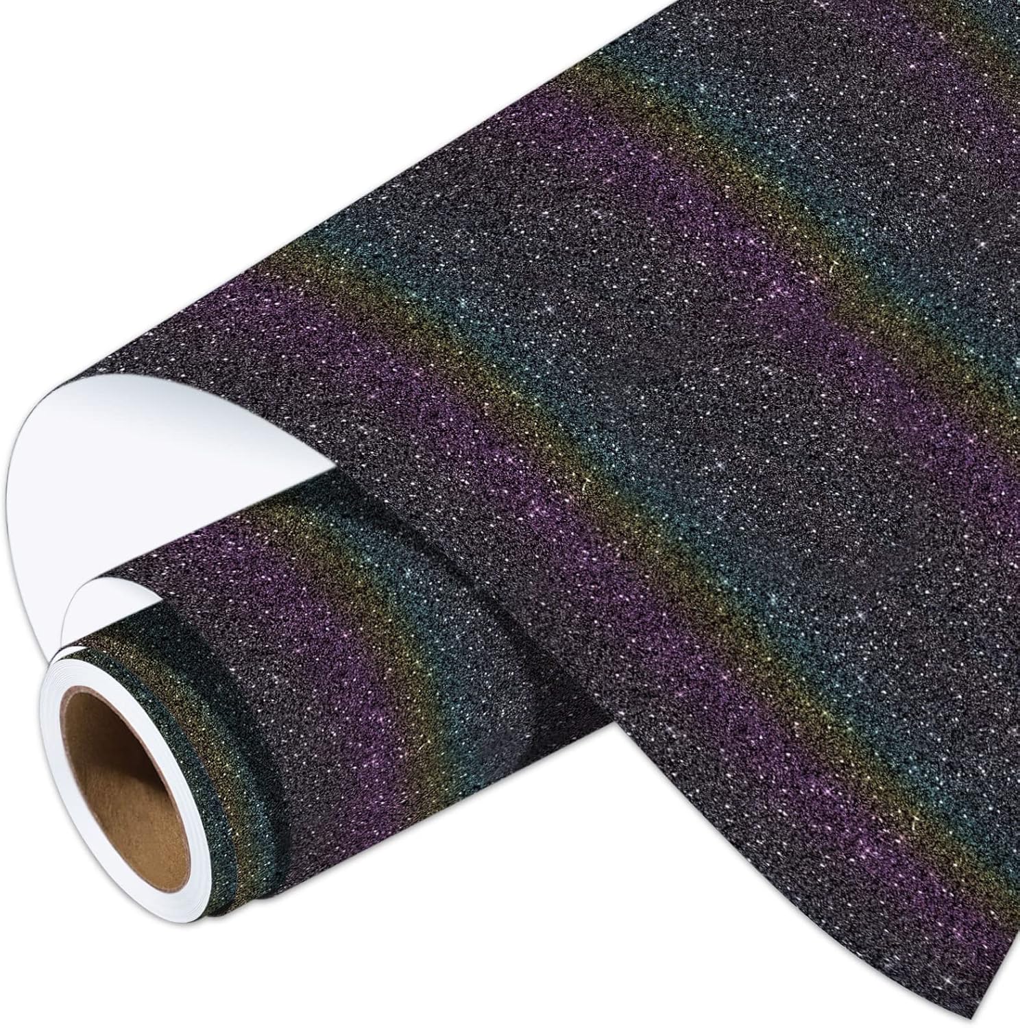 WRAPXPERT Black Glitter Vinyl Permanent,Sparkle Holographic