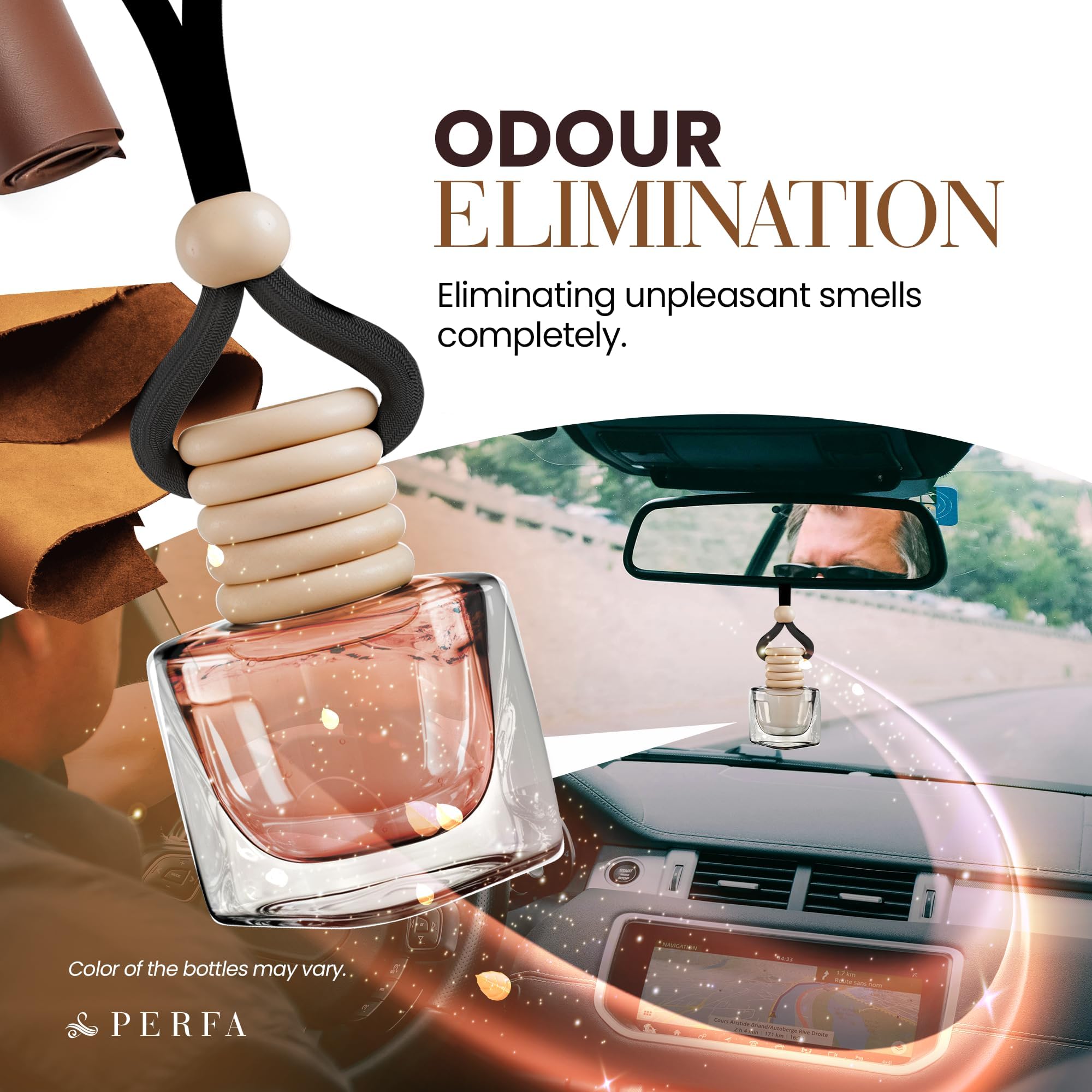 Ambientadores de coche para hombre, fragancia profunda de cuero, paquete de 2 ambientadores para coche, eliminador de olores con aceites esenciales, ambientadores de coche con clip de ventilación