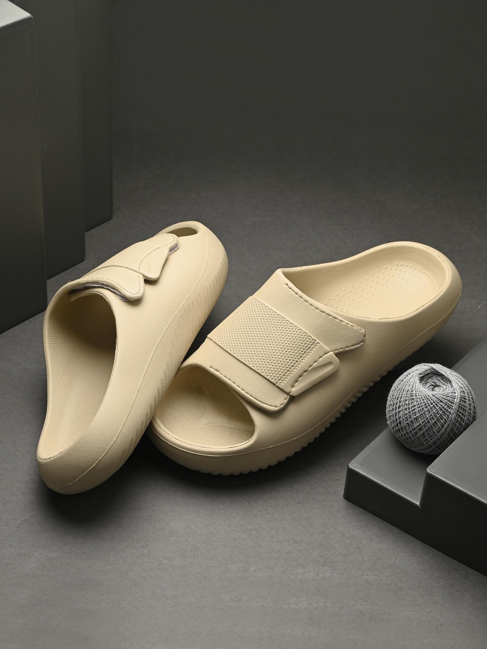 AFROJACK Men's Classic Slide Slippers (Beige, UK Footwear Size System, Adult, Men, Numeric, Medium, 10) 1