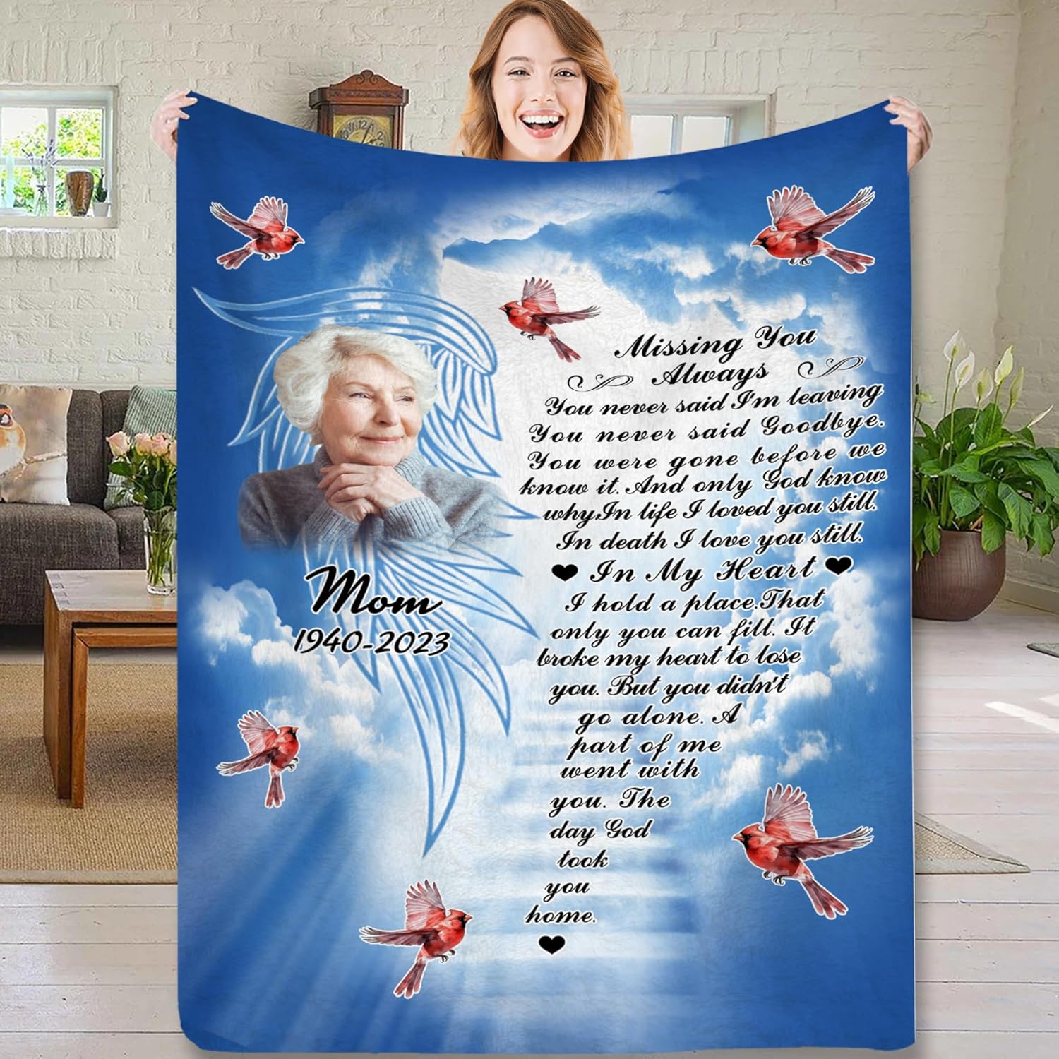 Personalized Photo Sympathy Blankets Made in USA Customized