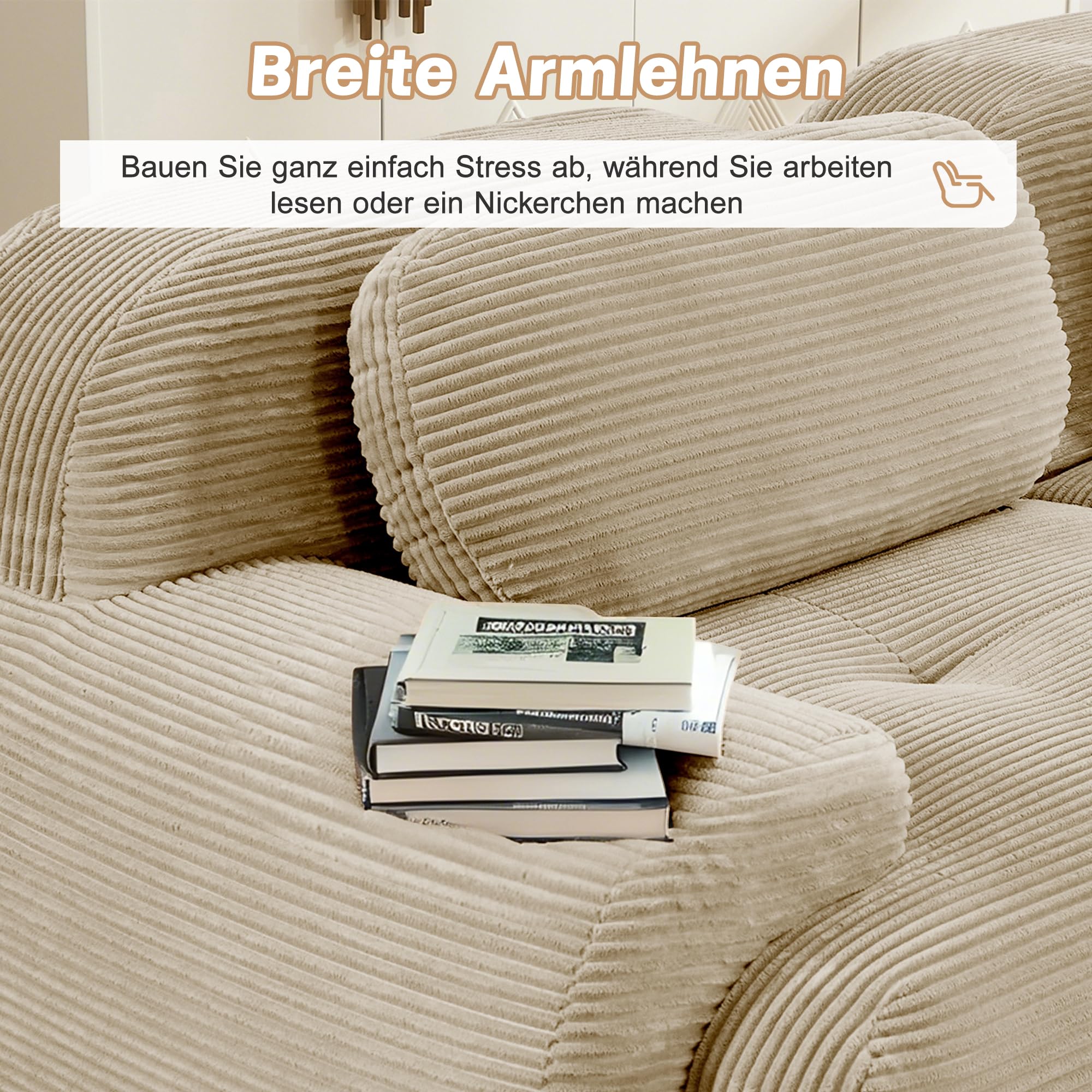 Bladez Moderno divano modulare a 3 posti, divano angolare a forma di U con ottomano, imbottitura 32D, altamente elastica, antiscivolo e adatta agli animali domestici, con braccioli larghi per