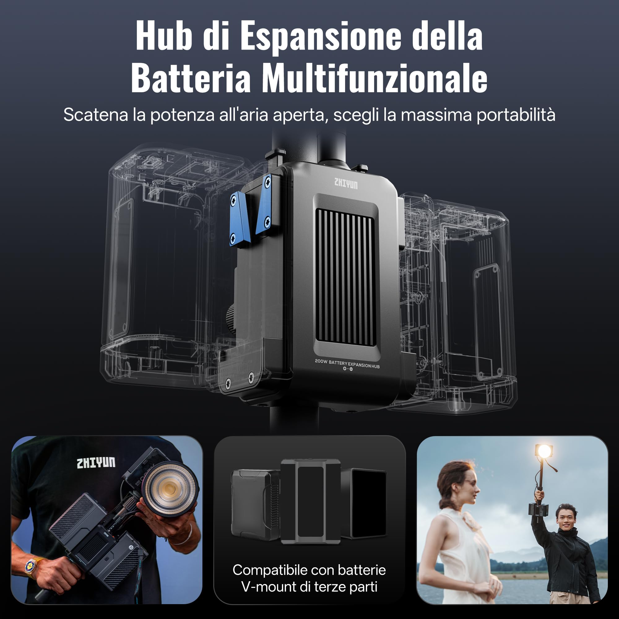 ZHIYUN MOLUS X200 Bi-Color Standard 200W Luce Video [Ufficiale] Illuminazione Portatile Continua Illuminazione Fotografica Professionale, con APP Control, Bowens Mount, 2700K~6500K/CRI≥95/TLCI≥97,800g