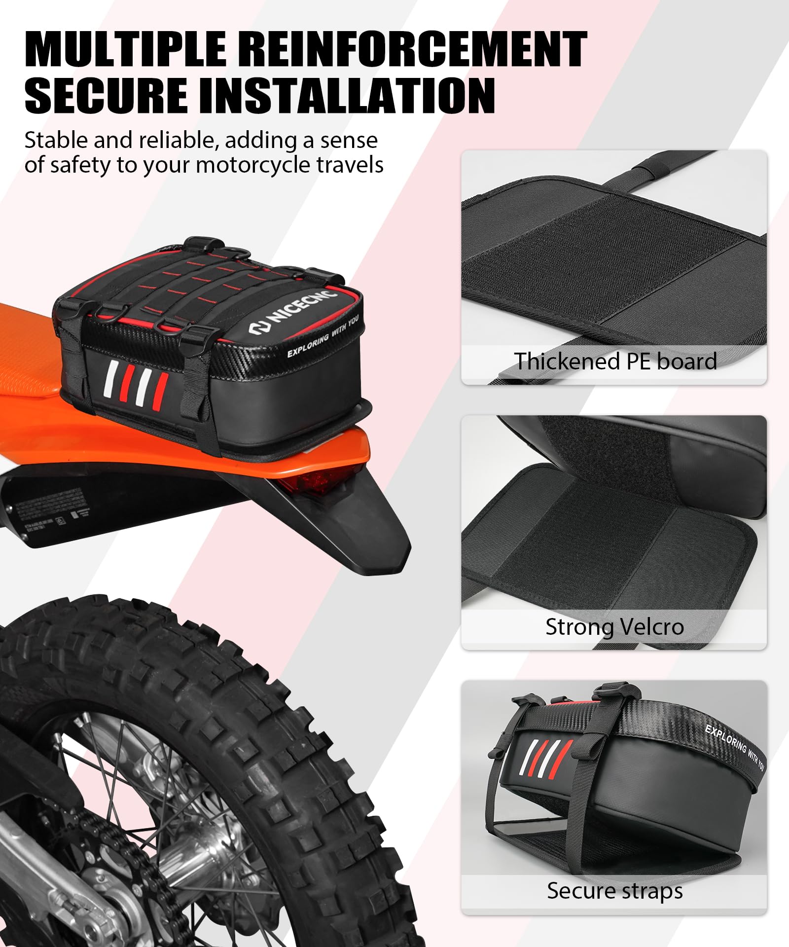 NICECNC Borsa Fender posteriore impermeabile per Dirt Bike Motocross Tool Organizzatore universale