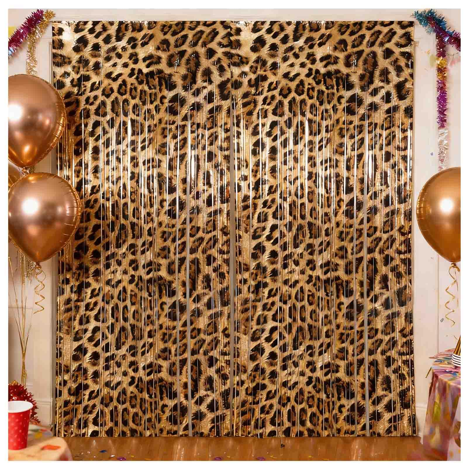 Photo 1 of Cheetah Leopard Print Foil Fringe Backdrop 2 Pack