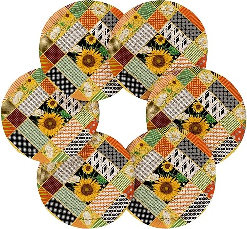 Miniatura 2 de Cup Coasters Set of 6 with Holder Drink Coasters for Tabletop Protection Aesthetic Coasters for Desk Porta Vasos para Mesas Retro Floral Buffalo