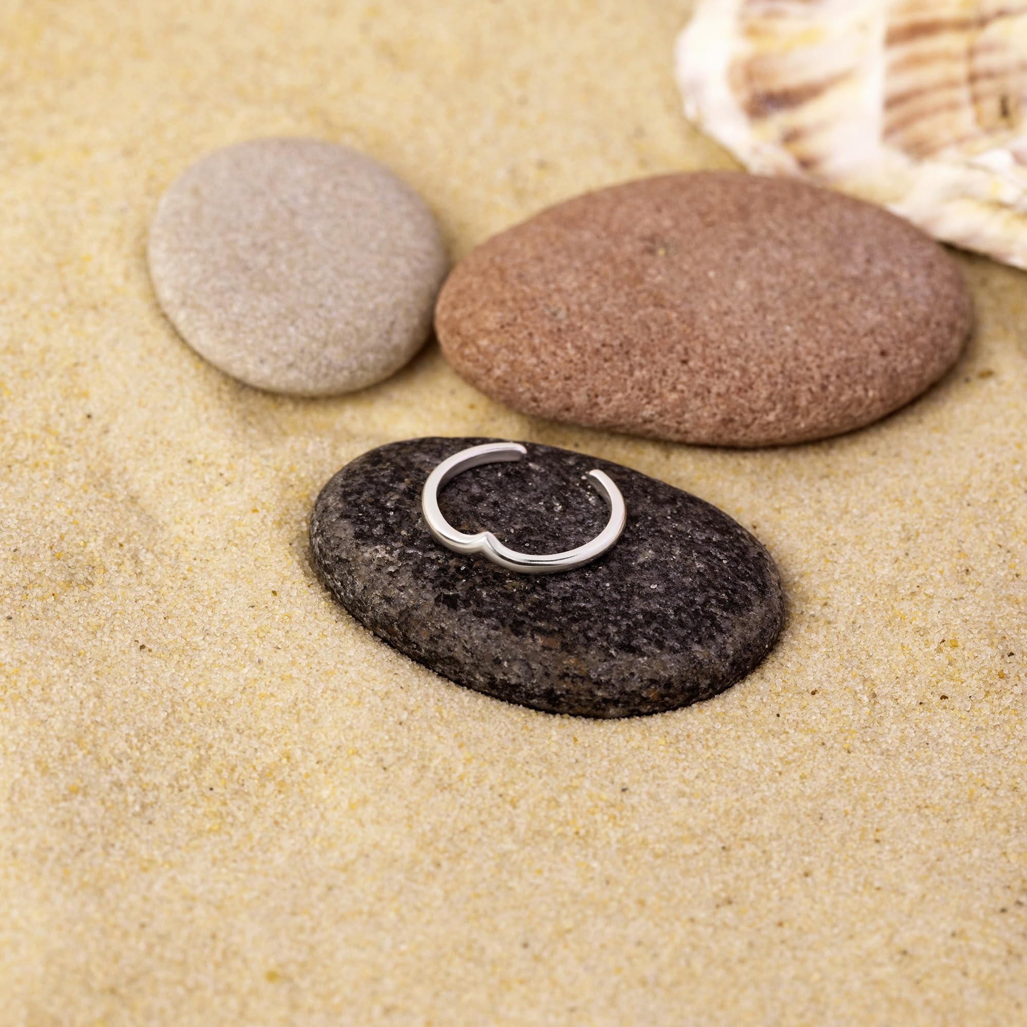 Amberta Adjustable 925 Sterling Silver Toe Ring for Women | Wave Hearts Flower Dolphin Crown Leaf Boho Foot Jewellery: Chevron Toe Ring 2