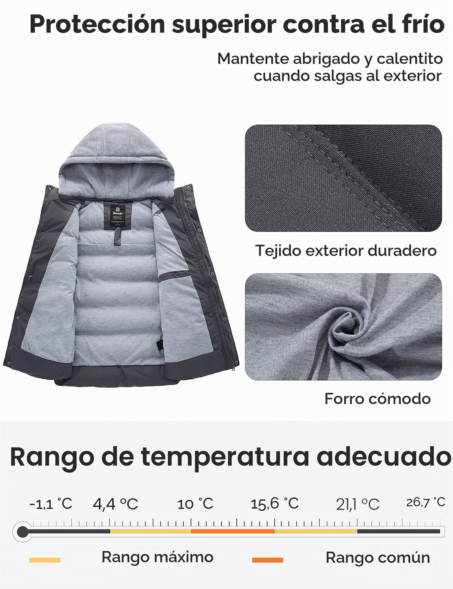 Wantdo Chaleco Acolchado de Algodón para Mujer Chaleco Cálido de Invierno Calentador de Cuerpo con Capucha Extraíble Mujer