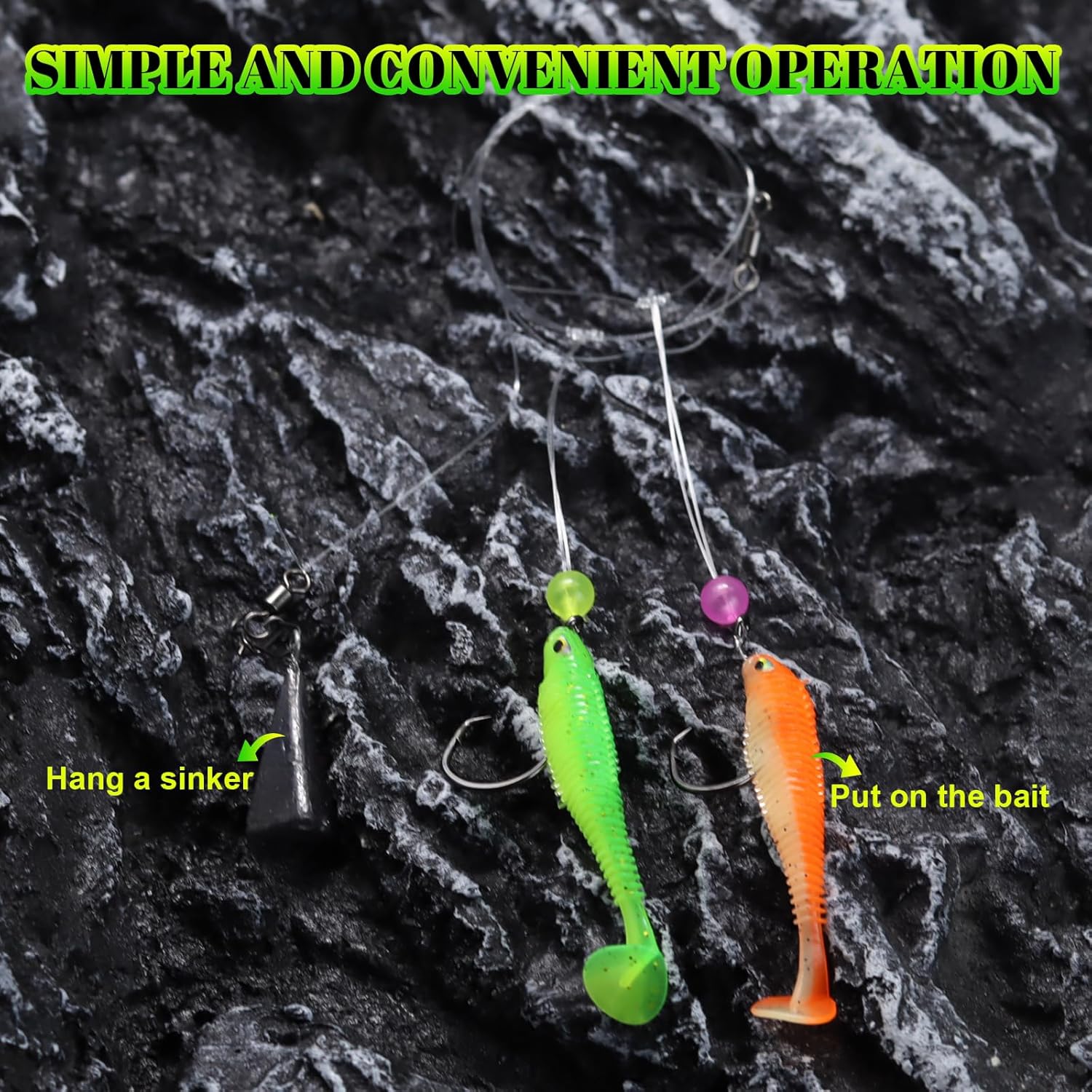 Pre-Rigged Surf Saltwater Fishing Rigs 10PCS, High-Low Rigs with Sharp 2/0-6/0 Circle Hooks for Fluke Flounder Porgy Snapper Sea Trout, Includes Storage Board.