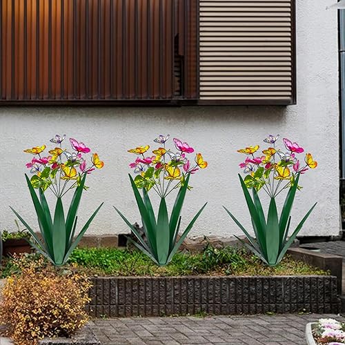 Miniatura 5 de Mariposa para jardín al aire libre, agave de metal grueso, resistente al viento, arte de jardín, planta de metal, escultura de jardín, estatua,