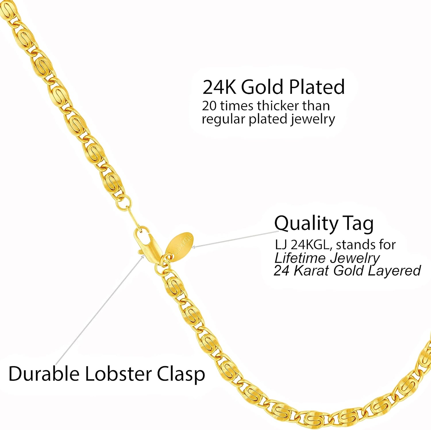 LIFETIME JEWELRY Womens Gold Anklet 24k Gold Plated Diamond Cut Scroll Ankle Bracelet