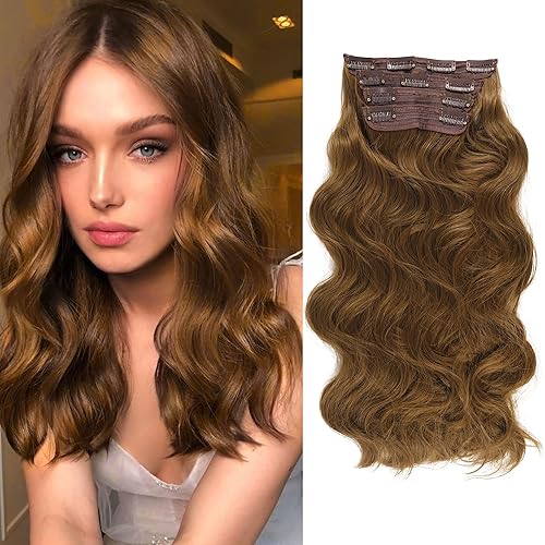 Miniatura 1 de Extensiones de cabello con clip, 4 piezas de 20 pulgadas, de fibra sintética negra, largas, rectas y gruesas, para mujer