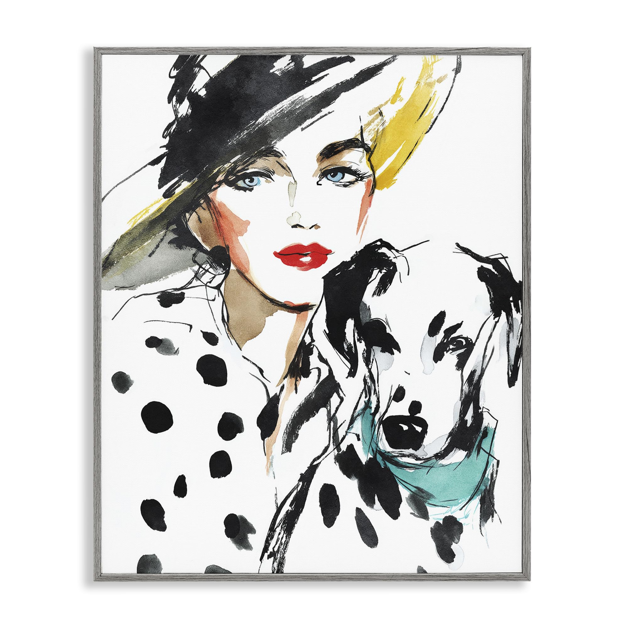 Stupell Industries Farmhouse Gray (Textured) 'Trendy Dalmatian Muse'| Framed Giclee Art