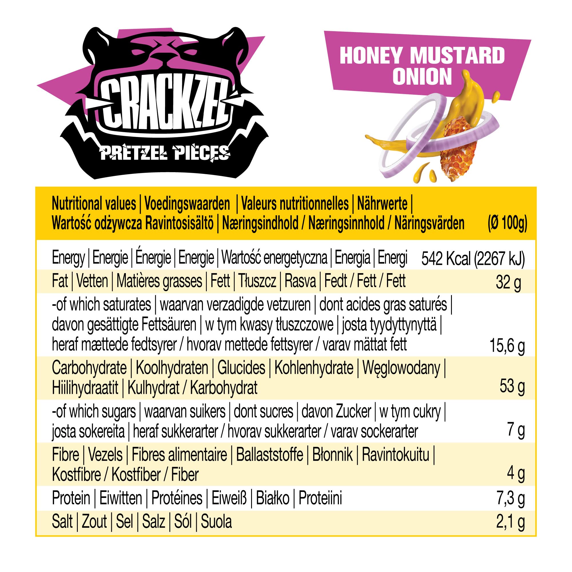 Crackzel Honey Mustard Onion Pretzel Pieces 24 x 85 gr