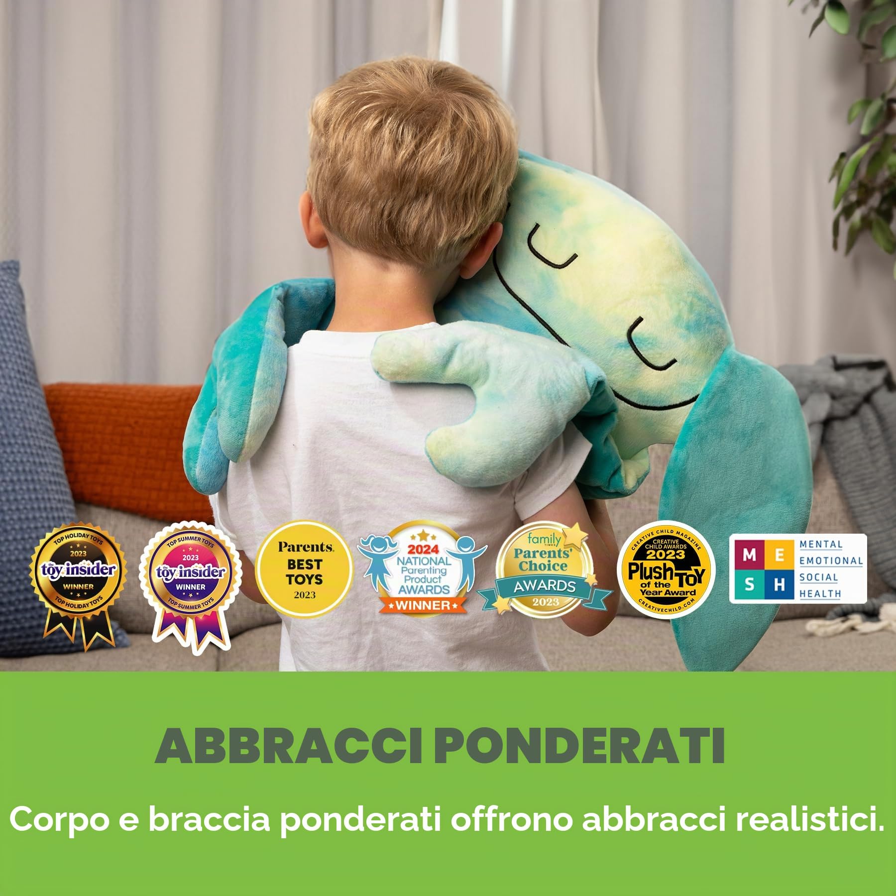Bumpas Peluche ponderato – lavabile in lavatrice, peluche rilassante per bambini – braccia e corpo sono ponderati per dare un abbraccio realistico – Compagno morbido per il tempo di gioco