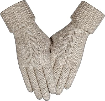 Achiou Women Winter Gloves, Touch Screen Texting Gloves, Elastic Soft Warm Knit Lined, One Size