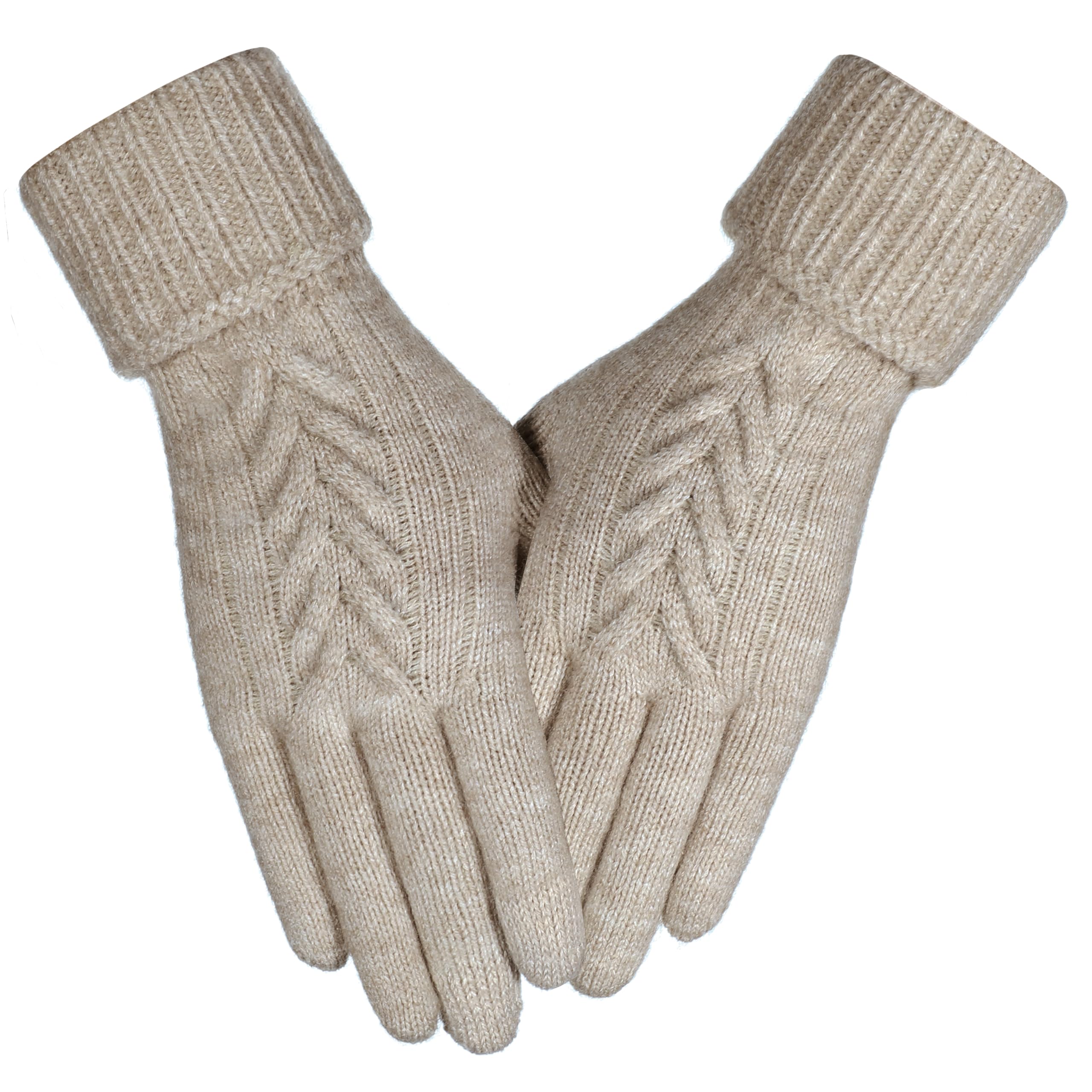 Achiou Women Winter Gloves Touch Screen Texting Gloves Elastic Soft Warm Knit Lined One Size