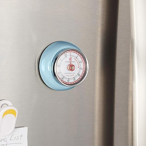 Miniatura 5 de Zassenhaus Temporizador de cocina retro magnético, temporizador de cocina mecánico clásico (azul claro)