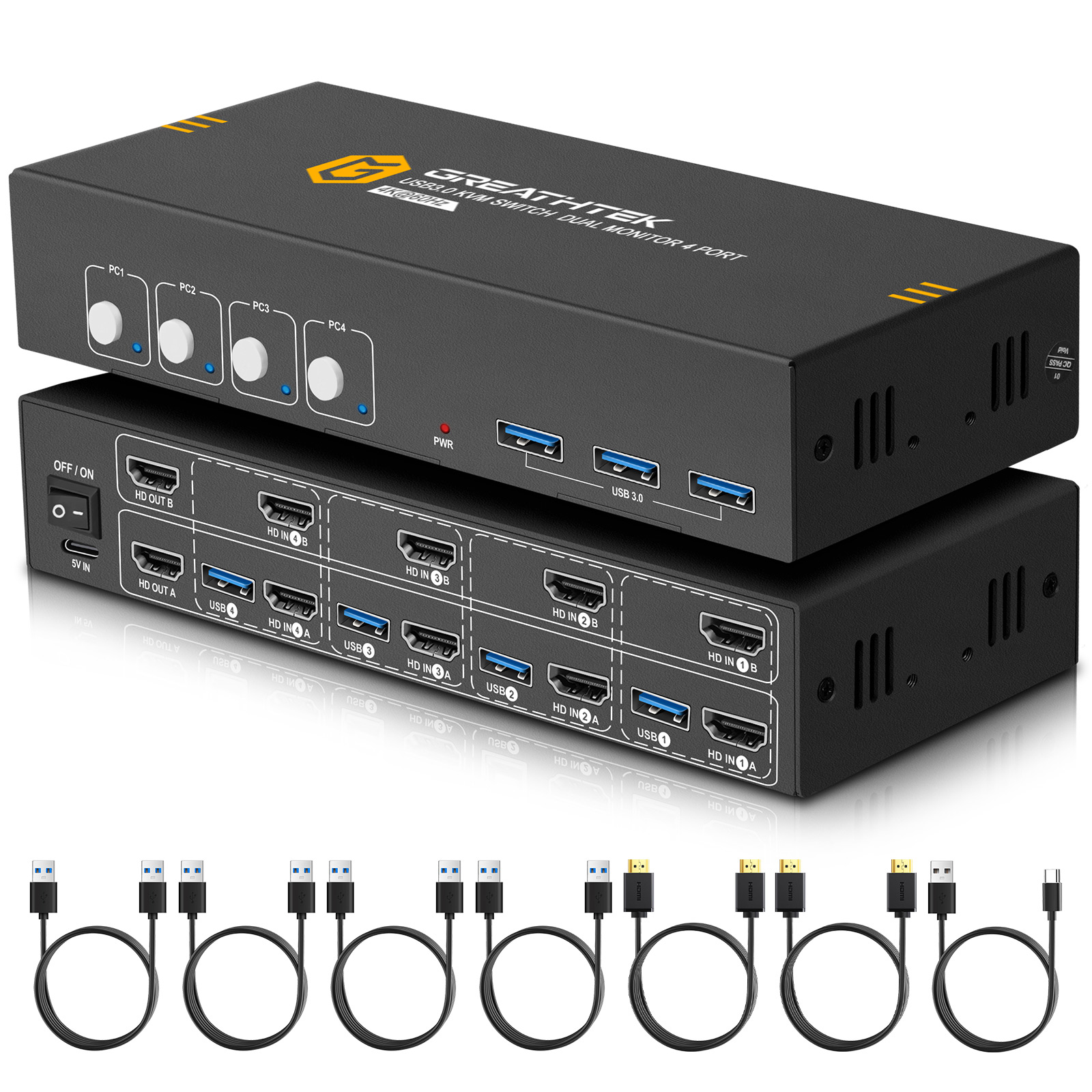 4pcを一つモニター　4ポートKVM切替器 HDMI USB オーディオ Amazon.co.jp: KVMスイッチ HDMI 4ポート、USB3.0 KVM デュアル