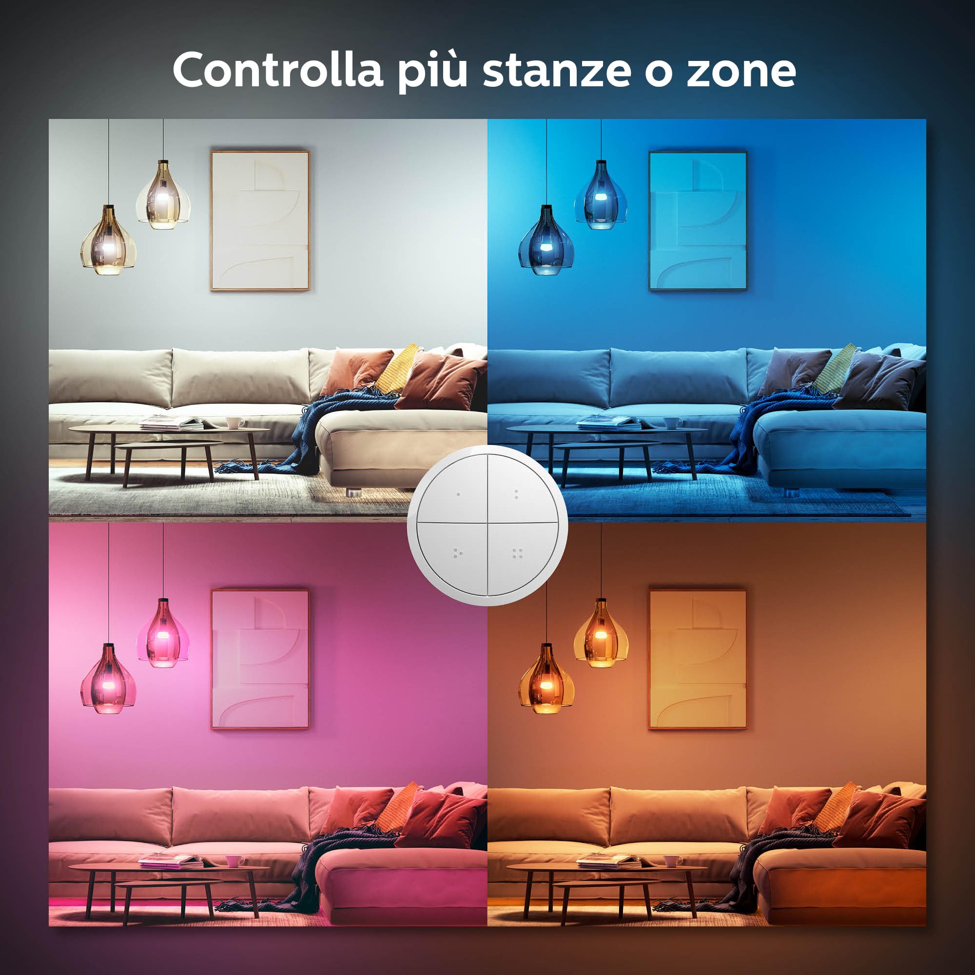 Philips Hue Interruttore Tap Dial Smart, Alimentazione a Batteria, Bianco