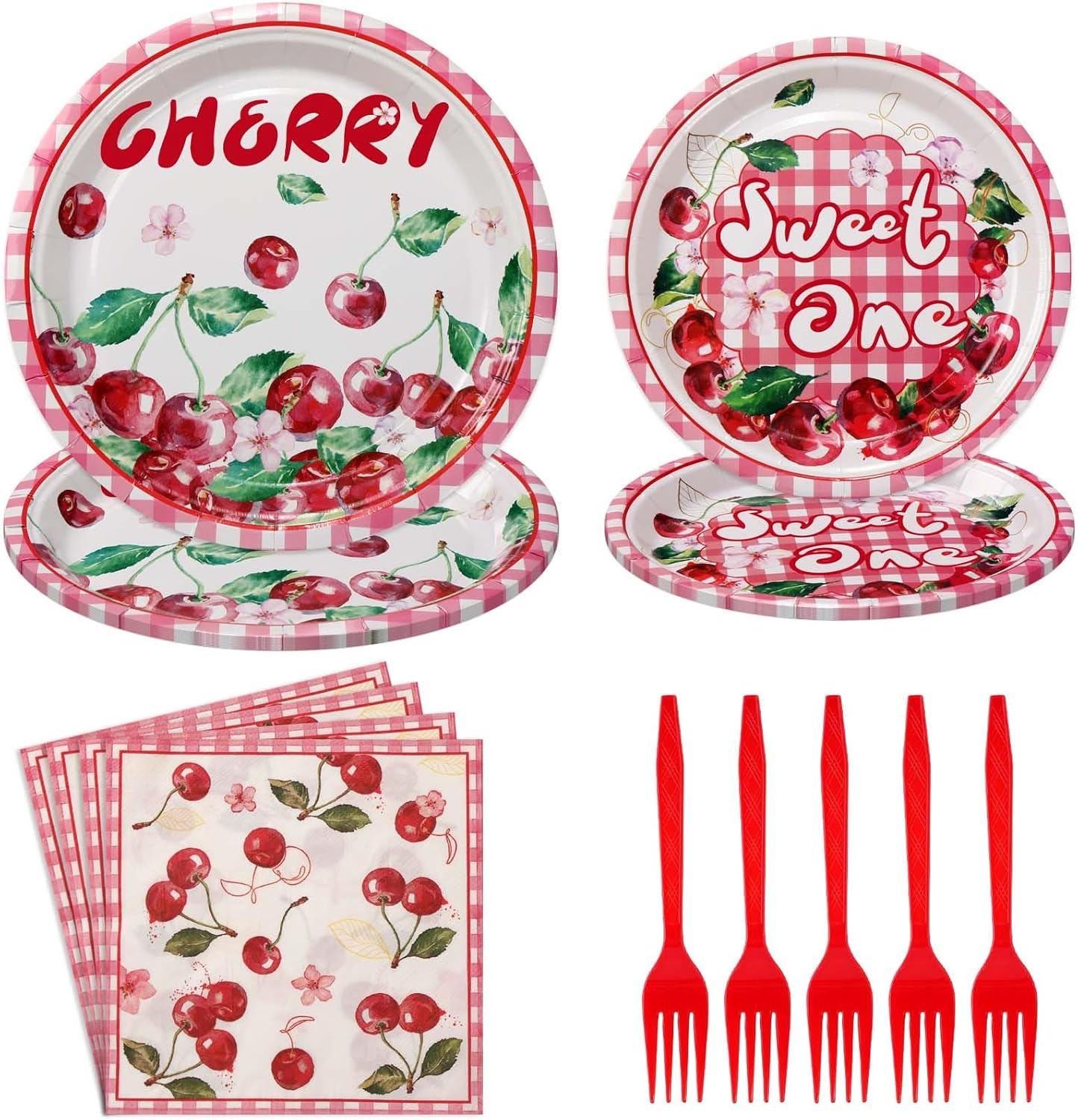 96Pcs Cherry Fruit Party Supplies Decorations Cherry Party Plates and Napkins