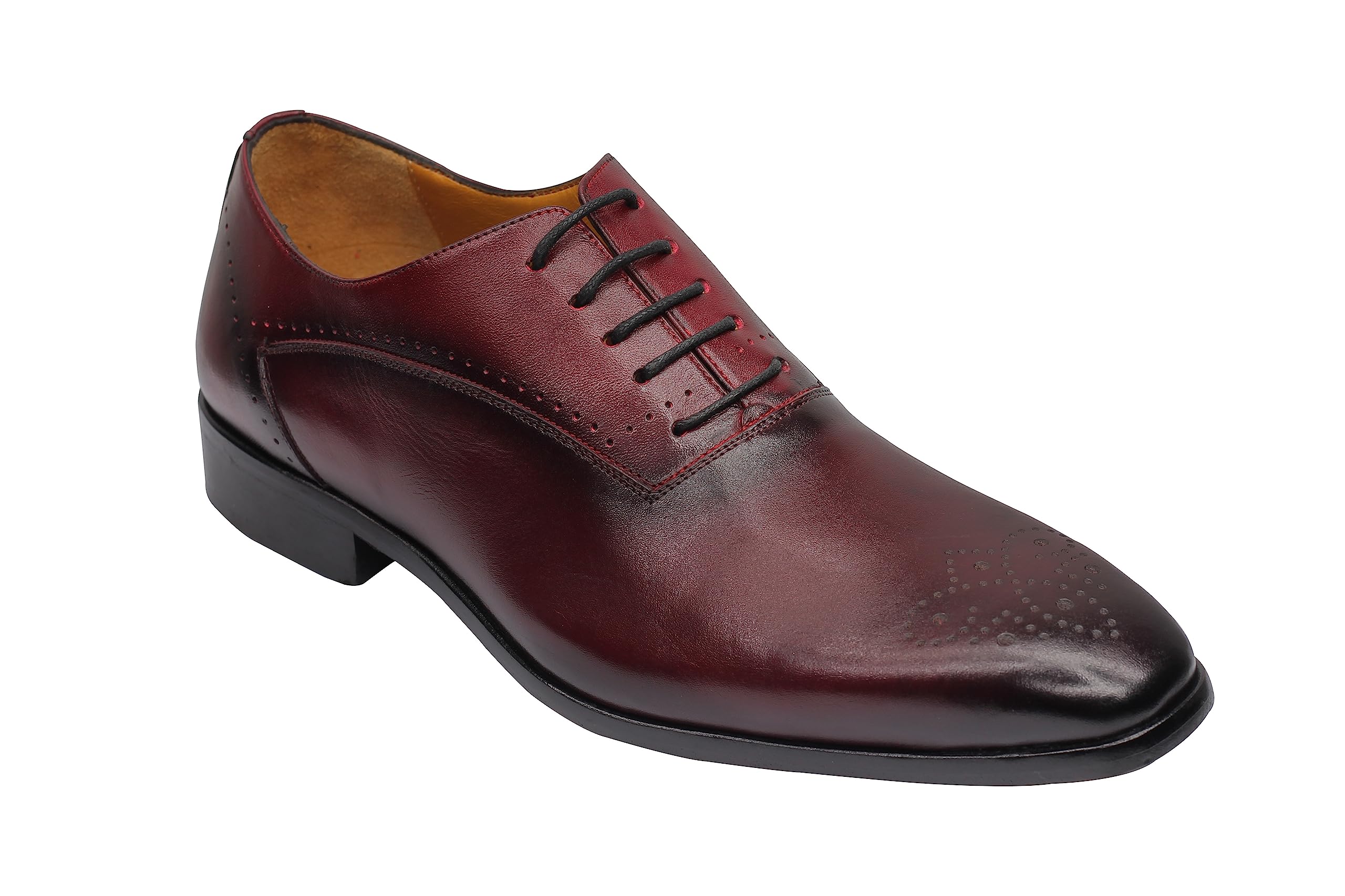 Scarpe da Uomo in Vera Pelle di Vitello, Suola in Pelle, Classiche, Fatte a Mano, Semi Brogue, Stringate