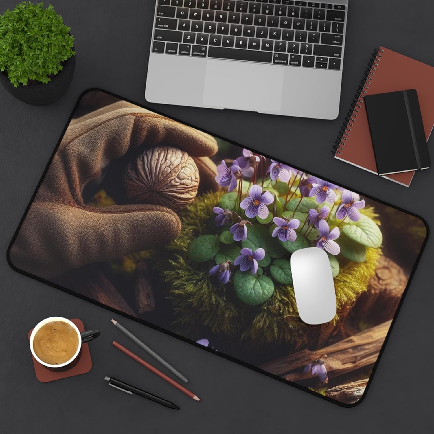 Wood Violet Desk Mat – Wisconsin's State Symbol – Vibrant Colors and Premium Quality