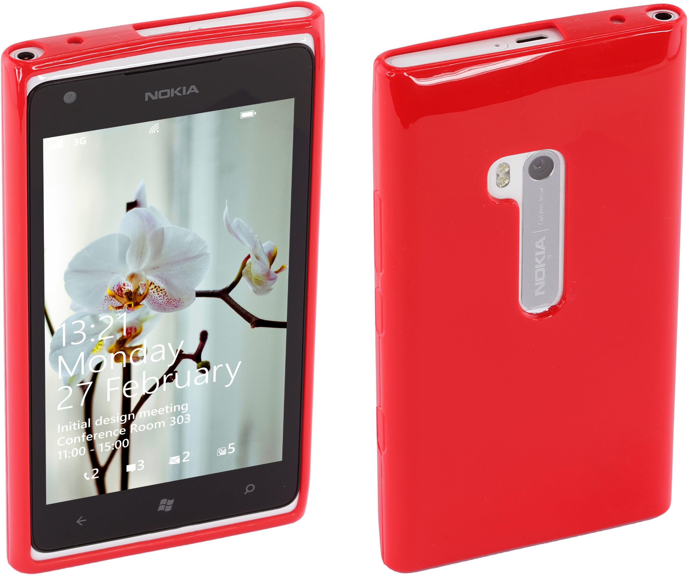 Works with Nokia Licensed Silicone Case Cover for Nokia Lumia 900 - Red