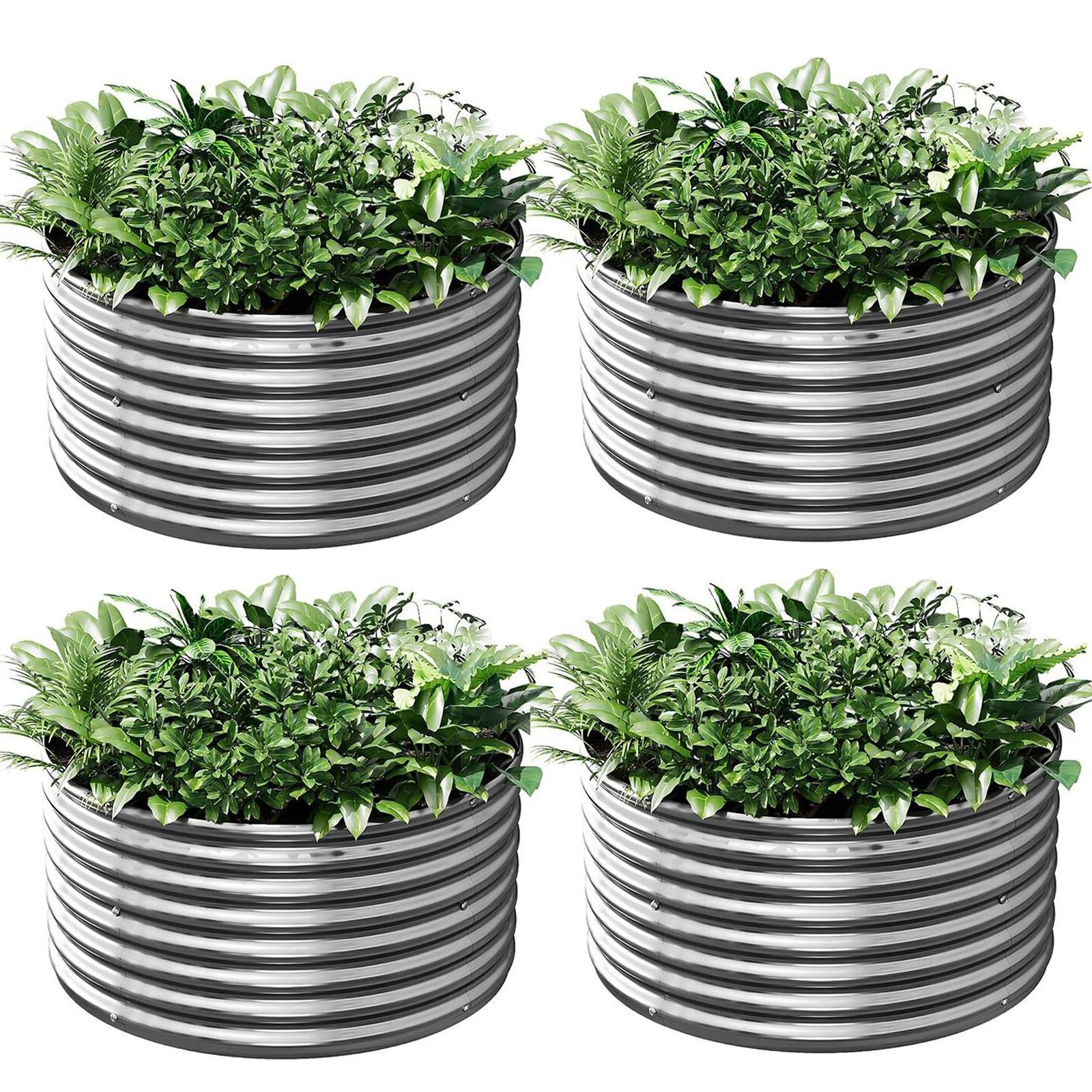 Mostmahes 4 Pack Round Galvanized Raised Garden Bed Outdoor