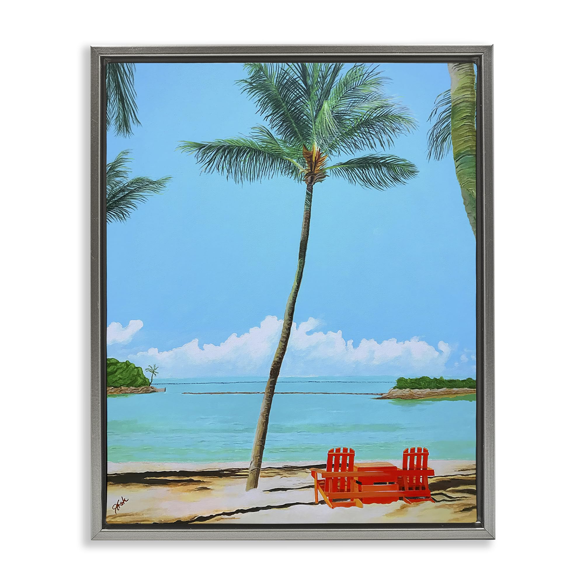 Stupell Industries Luster Gray (Matte) 'Dreaming Of Palm Trees'| Floating Frame Canvas Art