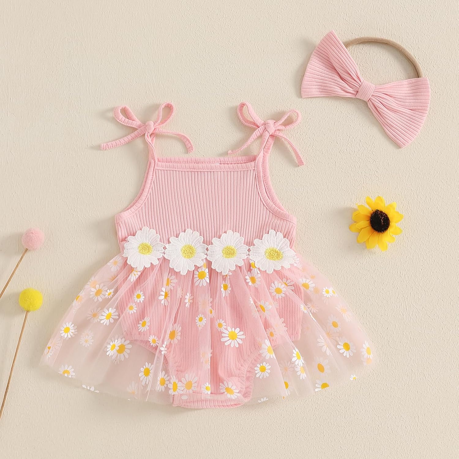Mubineo Baby Girl Summer Clothes Cute Flower Boho Romper Dress Daisy Skirt Outfits Newborn Sleeveless Rompers Jumpsuit - Image 3