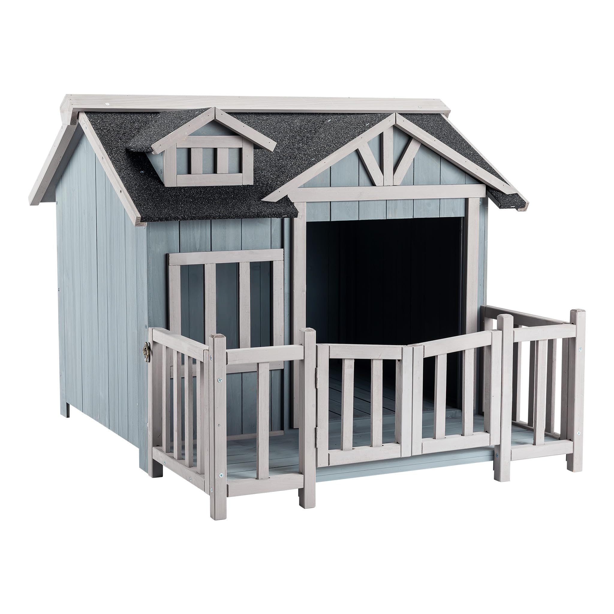 Dog Kennel XL Grey Luxus Kennel Wood Balcony Terrace Garden Outdoor Pets