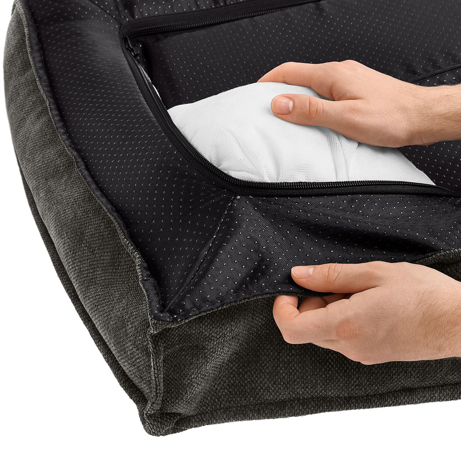 HUNTER Orthopädisches/Ergonomisches Hundebett MELUN, ergonomisches Hundebett mit Memoryschaum, druckentlastend und gelenkschonend, abnehmbarem Bezug, Farbe: anthrazit, Größe: M
