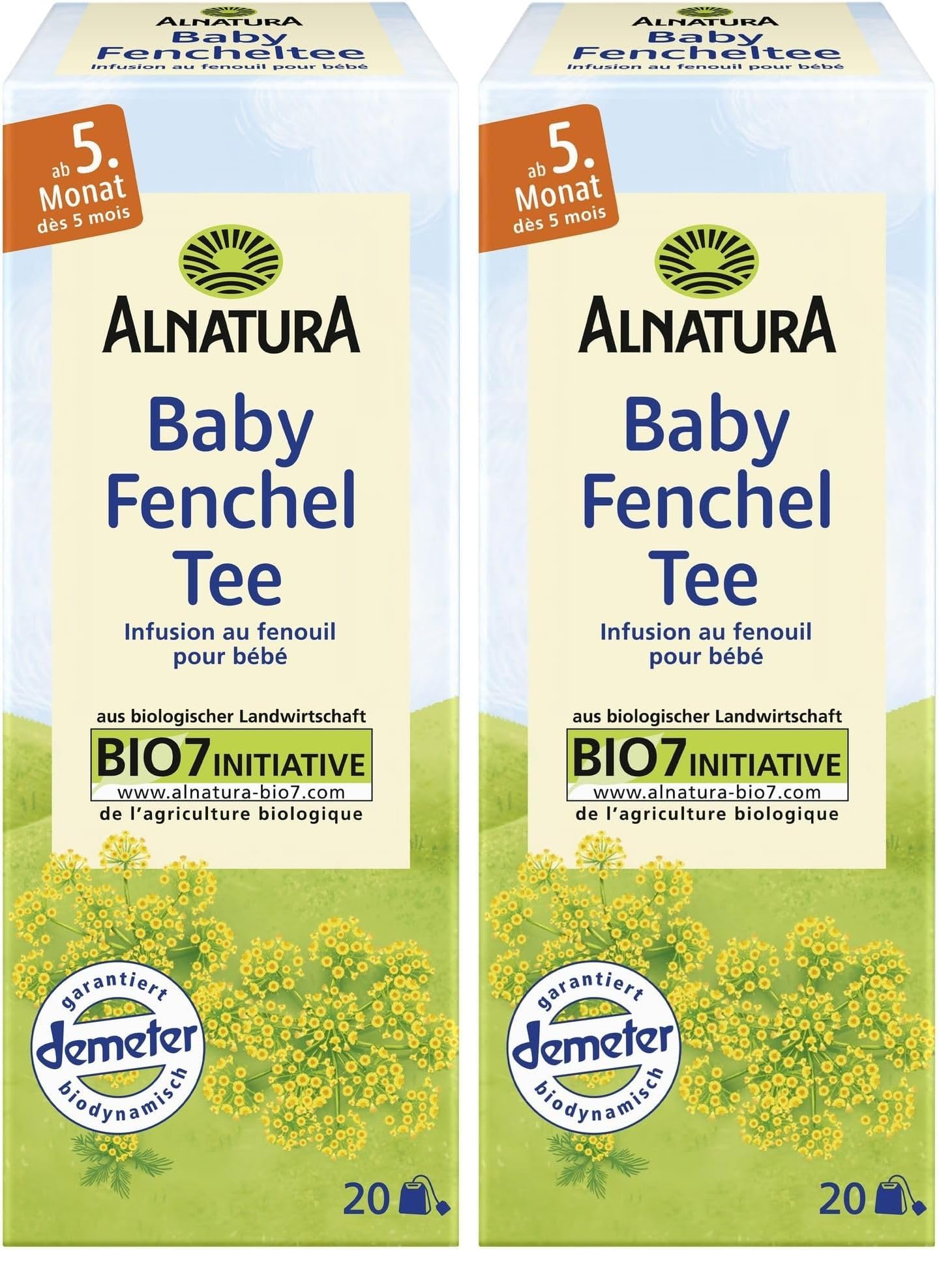 Alnatura Bio Baby-Fencheltee, 20 Beutel, 35 g (Packung mit 2)