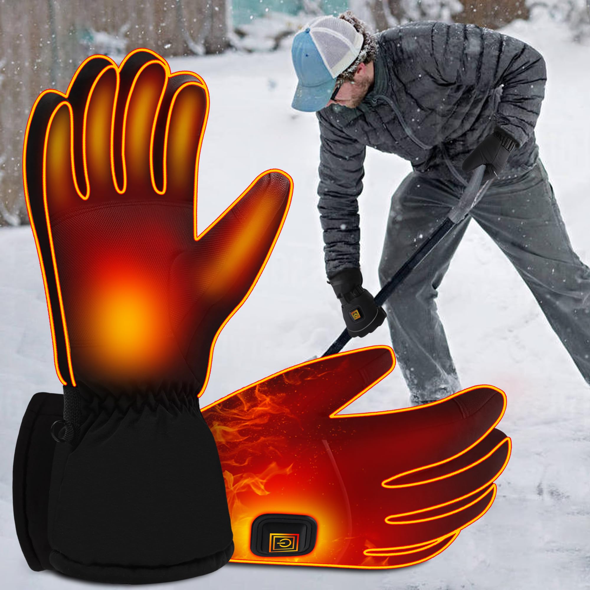 Svpro Beheizte Handschuhe Herren Damen,Wasserdicht Beheizbare Handschuhe mit Batterie,Touchscreen Elektrische Motorrad Handschuhe Winter Beheizter Handwärmer für Jagd Ski Camping