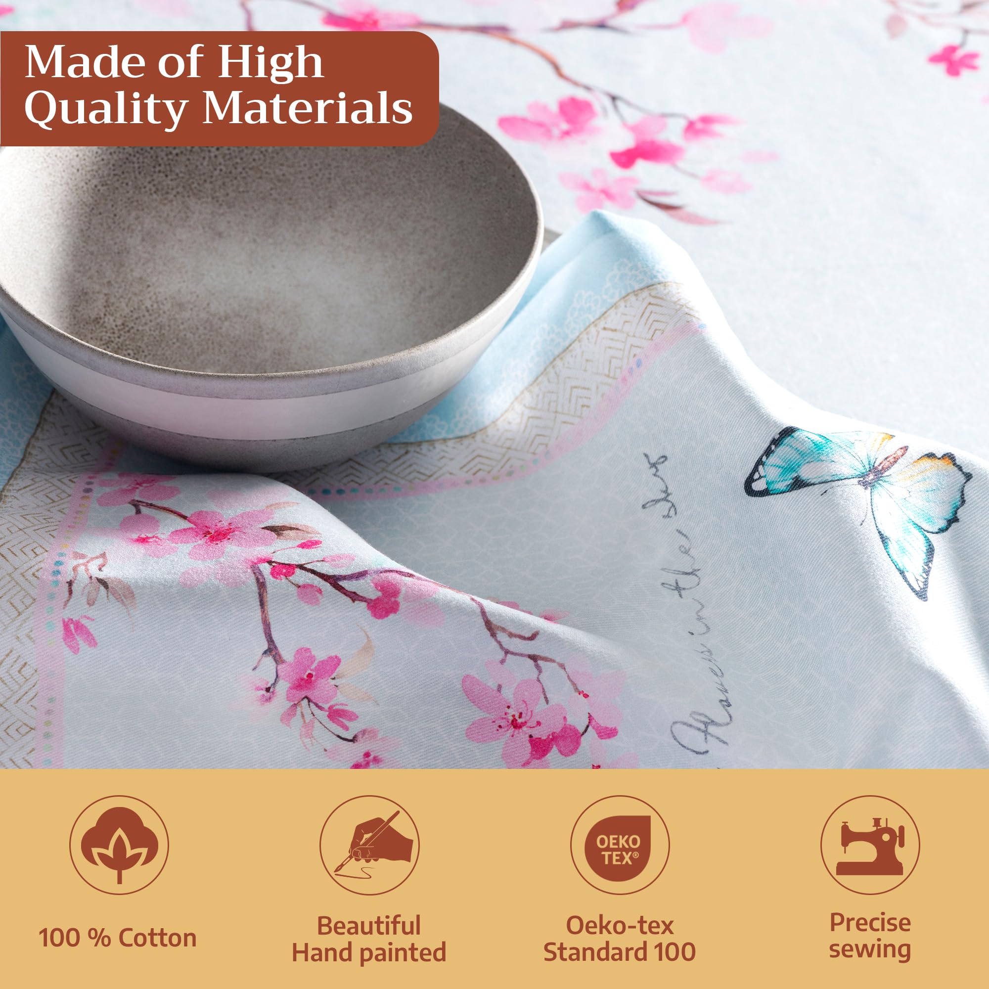 Maison d' Hermine Servilletas de tela (45 cm x 45 cm), 100% algodón, lavables, para cocina, restaurante y camping, flores en primavera, primavera/verano (juego de 4)