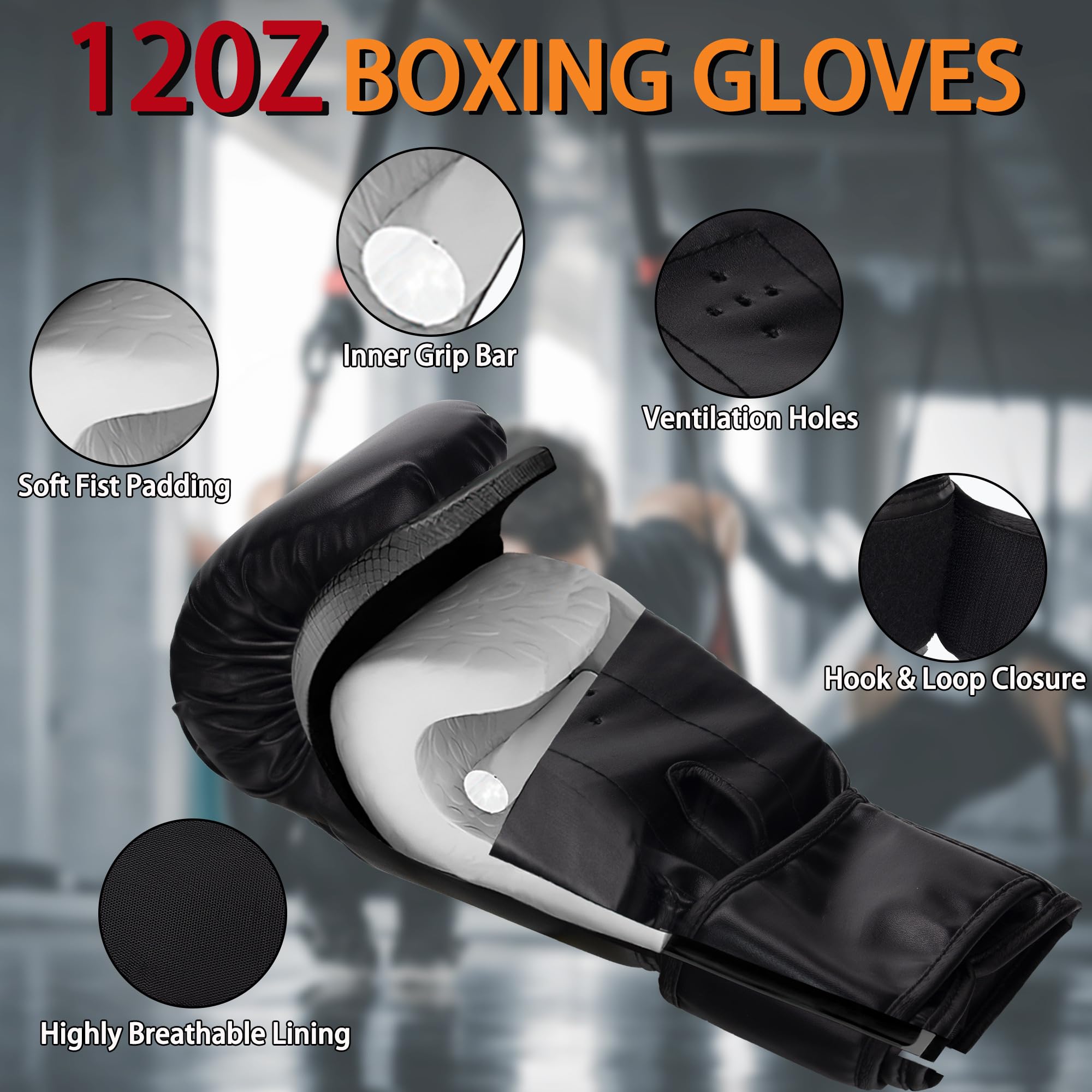 Saco de Boxeo Colgante de Tela Oxford 120 cm para Adultos | Incluye Guantes de Boxeo, Muñequeras, Cuerda de Saltar y Pelota de Reacción | Ideal para MMA, Kickboxing y Muay Thai