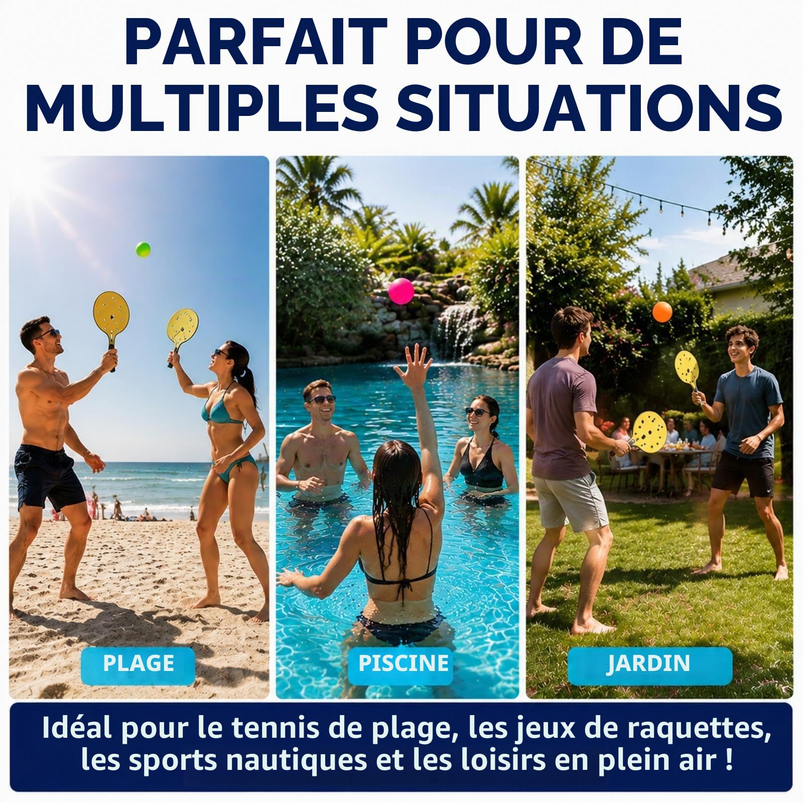 Sumind 5 Pièces Balles de Plage de Remplacement Balles de Rechange de Pagaie de Plage Balles de Plage Supplémentaires pour Activités de Plein Air, Assortiment de Couleurs Haute Visibilité