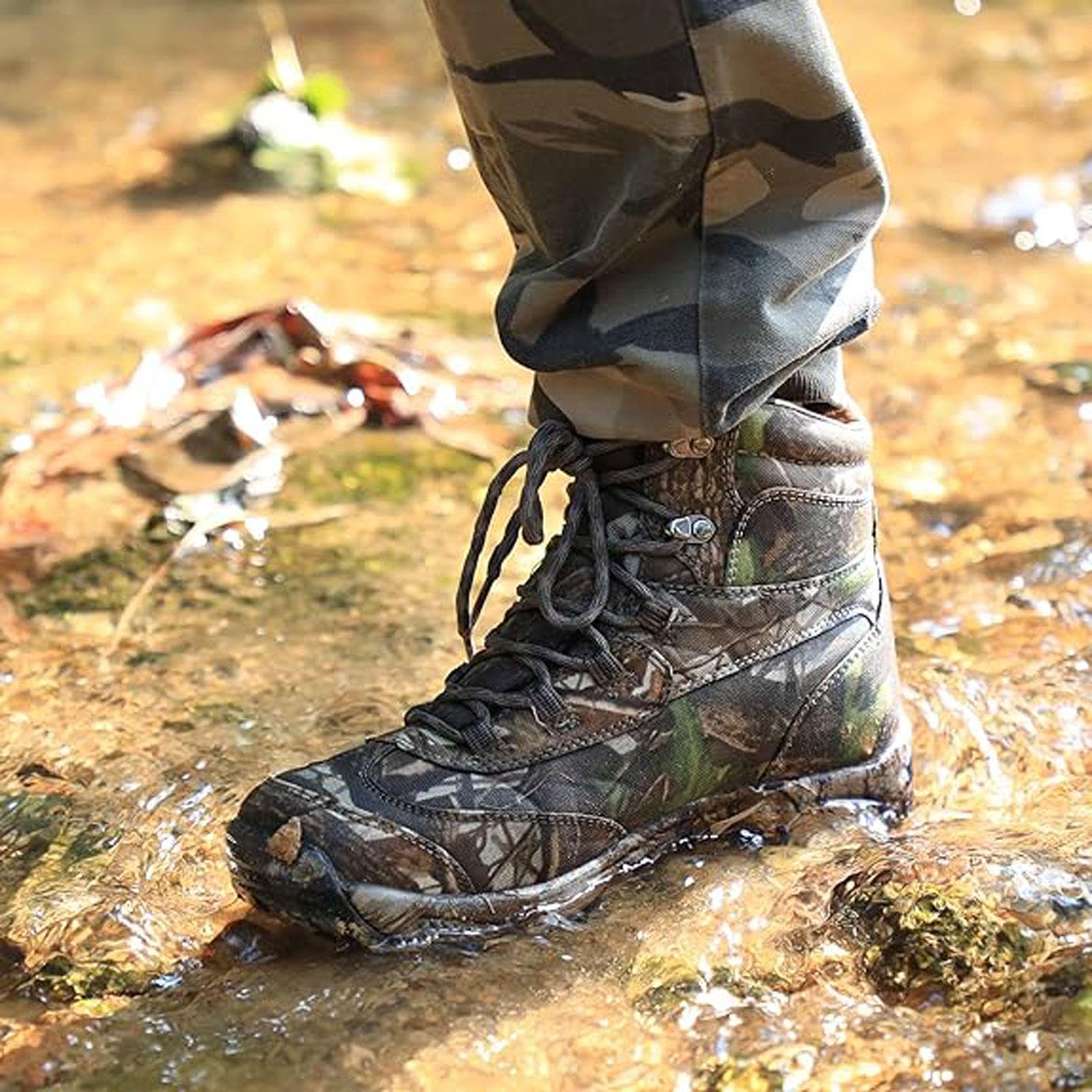 Neu Bottes de chasse imperméables pour hommes avec motif camouflage, bottes tactiques militaires, chaussures d'extérieur respirantes et antidérapantes, bottes de jungle légères,C-43
