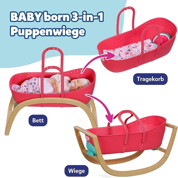 Baby Born 3-in-1 Bassinet with Click & Play
