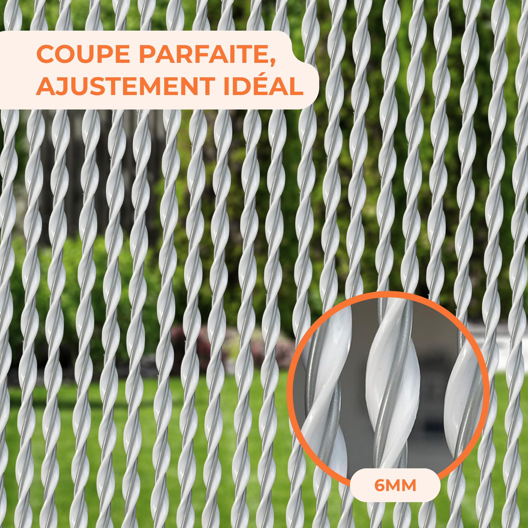 Trente Rideau Anti-Mouches – différentes Tailles et Couleurs, moustiquaire pour Porte de Balcon, Protection Contre Les Insectes, Blanc/Gris 100 x 230 cm