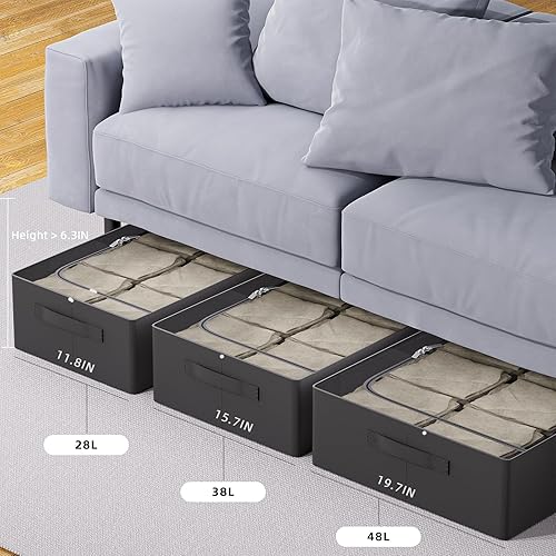 Miniatura 7 de CYhom Contenedores de almacenamiento para debajo de la cama, caja de almacenamiento de tela Oxford, contenedor resistente para debajo de la cama,