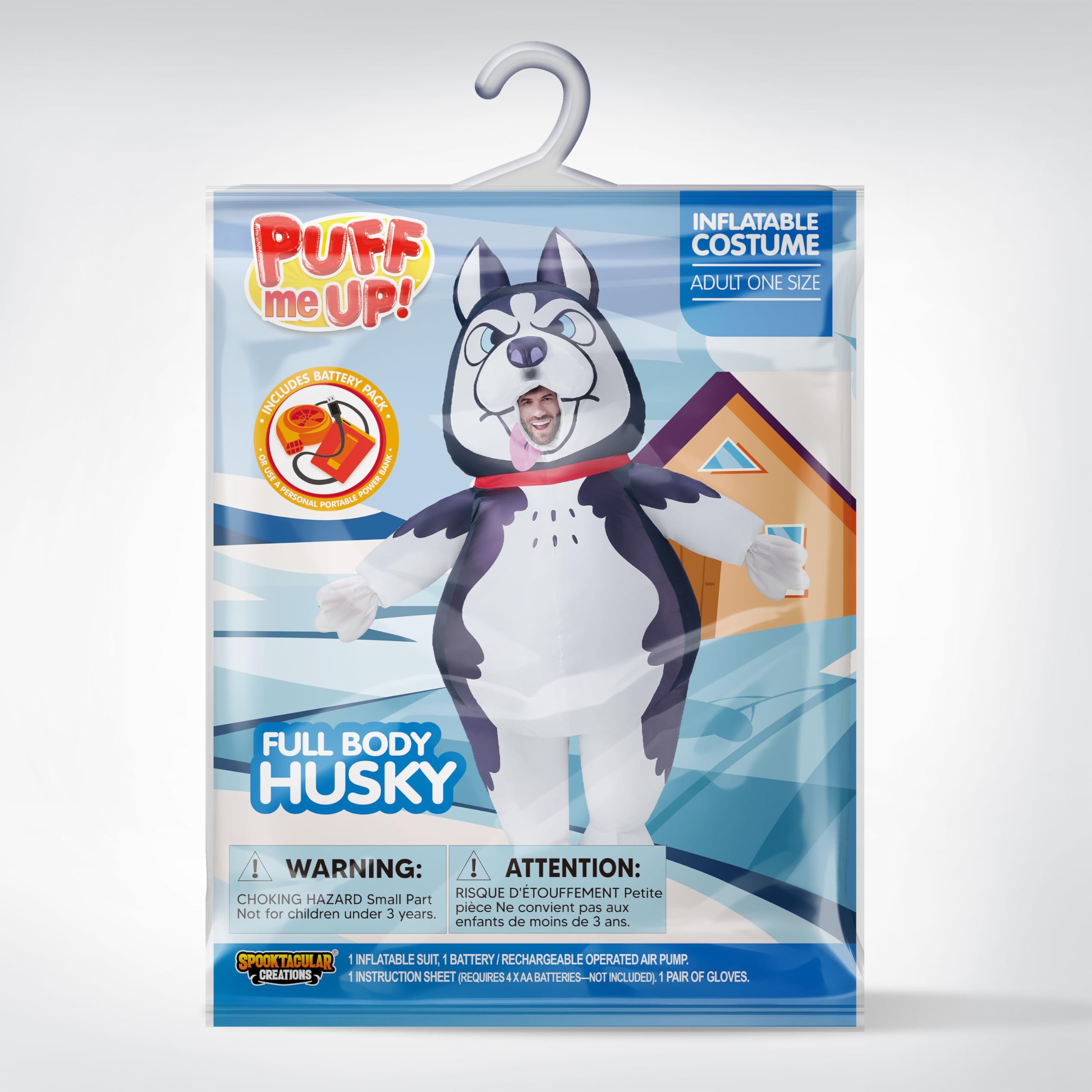 Spooktacular Creations Nadmuchiwany kostium na Halloween dla dorosłych, dmuchany kostium psa, kostium szczeniaka dla mężczyzn, imprezy tematyczne ze zwierzętami
